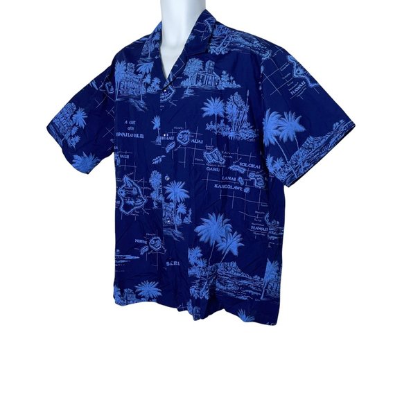 CT Hawaii Fashions Blue Vintage Island King Kamehameha Vacation Shirt XL - Picture 5 of 10